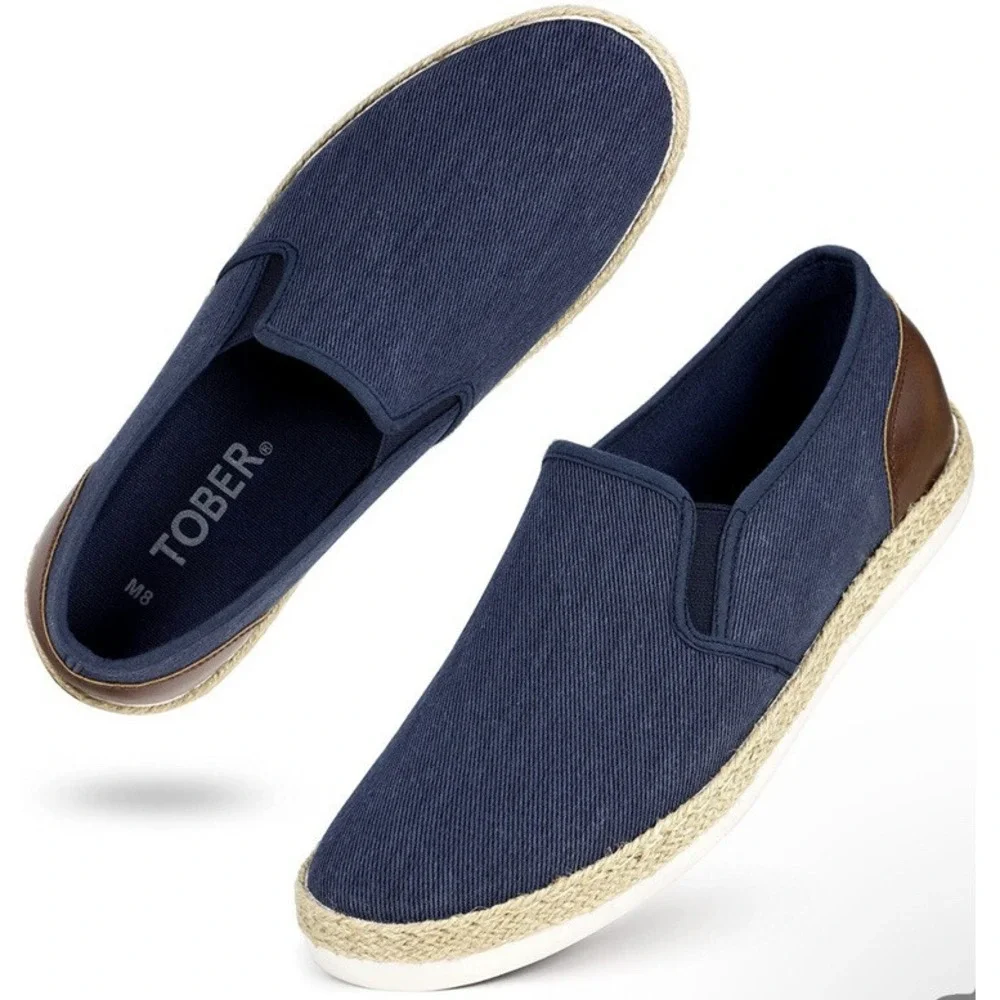 TOBER Men's Casual Slip-on Loafers Boat Shoes Non-Slip Walking Shoes 8.5
